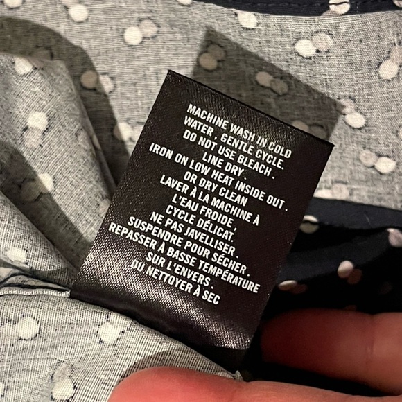 Julian and Mark NWOT navy polka dot long sleeve button up shirt - Picture 6 of 7